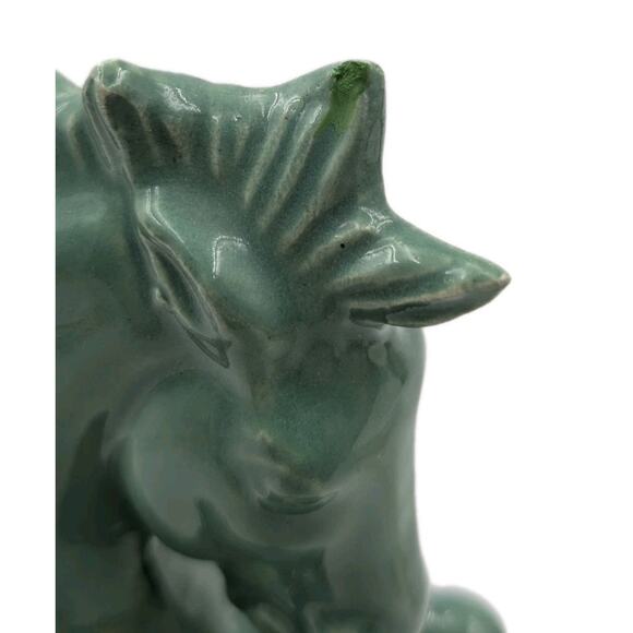 Vintage Green Ceramic Horse Figurine Planter – Mid-Century Pottery, 9" Tall - Picture 10 of 12